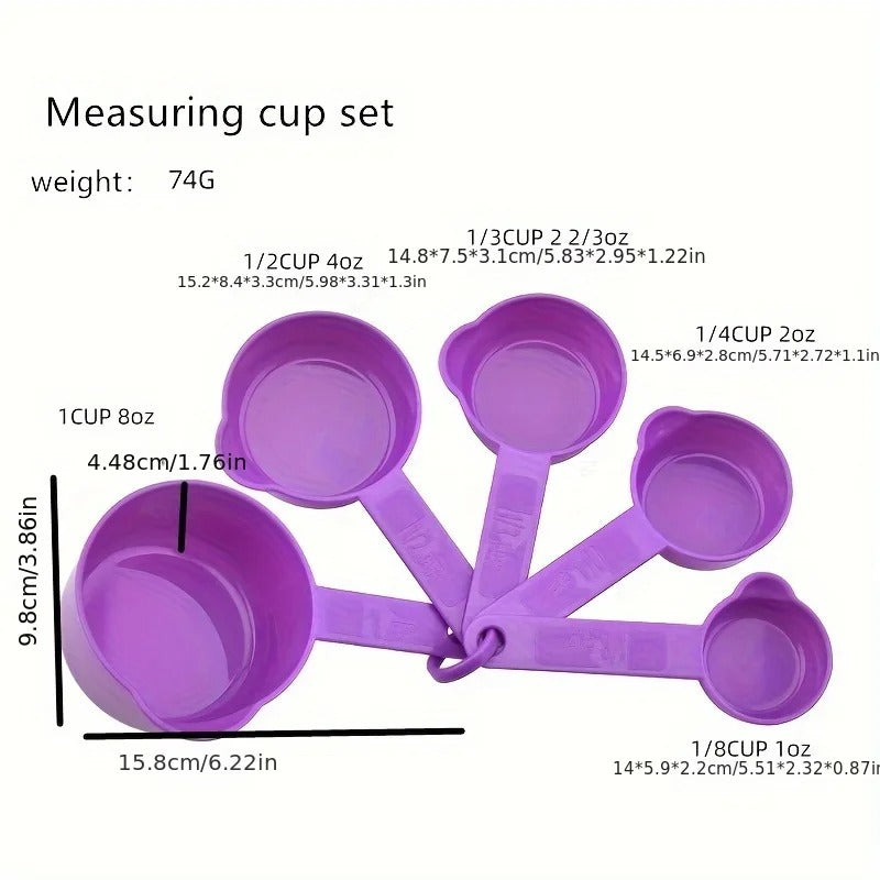 11-Piece Plastic Measuring Cups and Spoons Set, Easy-Fold, Space-Saving Cooking & Baking Essentials, Durable
