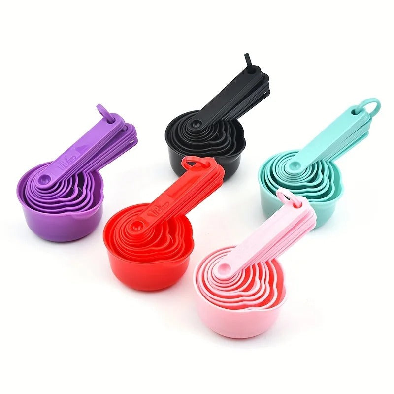 11-Piece Plastic Measuring Cups and Spoons Set, Easy-Fold, Space-Saving Cooking & Baking Essentials, Durable