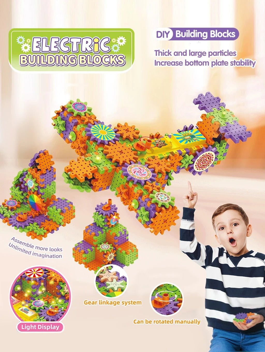 DIY Electric Gear Building Block Toy – Creative Assembly & Learning Set