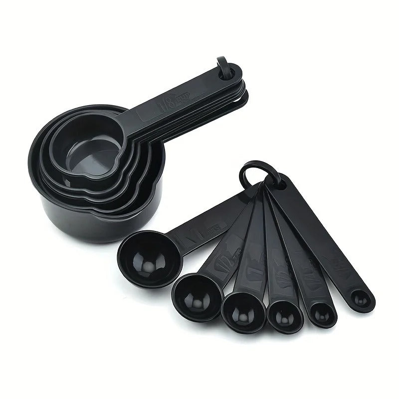 11-Piece Plastic Measuring Cups and Spoons Set, Easy-Fold, Space-Saving Cooking & Baking Essentials, Durable